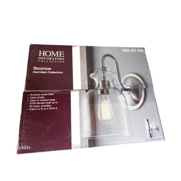 1-Light Brushed Nickel Wall Sconce with Clear Glass Shade - Picture 8 of 12